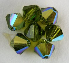 8 4 mm Swarovski 5301 Crystal Bicones -- Olivine AB - £0.96 GBP