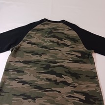 Black Jack Men's T-Shirt Black & Green Camo Henley Raglan Long Sleeve Tee Sz XL image 10