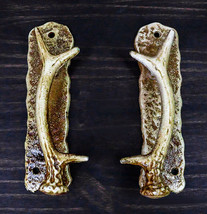 Ebros Set of 2 Western Rustic Speckled Deer Antlers Door Pull Handlebar ... - £23.88 GBP