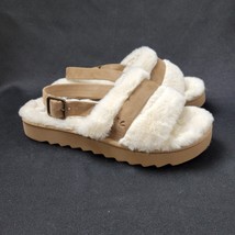 Koolaburra By UGG Fuzz D Out Women Sandals 10 M Beige Natural Slingback Slipper - £18.48 GBP