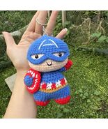 Handmade Yarn Cute Collectible Crochet Cartoon Superhero Anime Gift Keyc... - €19,09 EUR
