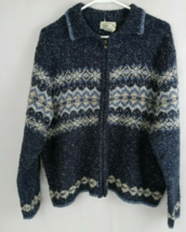 St. Johns Bay Women&#39;s Blue Zip Cardigan Sweater Beautiful Design Size XL - $19.39