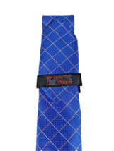 Steven Land Men&#39;s Tie and Hanky Royal Blue Orange Silver Hi-Density 3.25&quot; Wide - £20.86 GBP