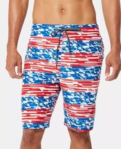 Speedo Men's American Flag Stripe TurboDri 9" E-Board Swim Trunks Multi-2XL - $13.07