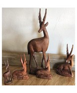 5 Vintage Hand Carved In Kenya Impala Antelope Wooden Gazelle Please Read - $26.99