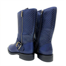 Steve Madden Womens Zain Studded Leather Boot, Navy Leather, 7 Wide - $201.90