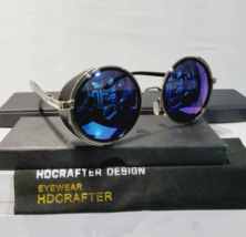 Unisex Sunglasses Polarized Round Metal Frame  Vintage Style Blue Lens 100% UV - £26.31 GBP