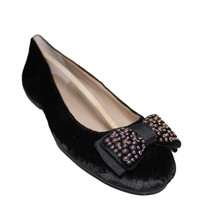Lands End Womens Size 6.5, Ballet Flat Microfiber Shoes, Black Bow - $37.50