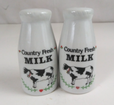 Vintage Country Fresh Milk Bottle 3.18" Salt &amp; Pepper Shakers - $9.69