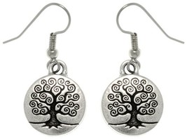 Jewelry Trends Antiqued Pewter Alloy Celtic Tree of Life Round Dangle Earrings - £21.38 GBP