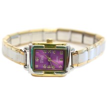 Fuschsia Rectangle Italian Charm Watch Goldtone Trim - £7.71 GBP