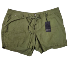 Beau Dawson Shorts Womens Size 16W Linen Blend Olive Army Green Pockets Mid Rise - £14.88 GBP