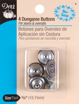 Dritz No-Sew Dungaree Buttons 5/8&quot; 4/Pkg-Copper - £15.11 GBP