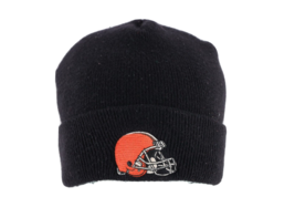 Vintage 90s NFL Cleveland Browns Football Knit Winter Beanie Hat Cap Black - $29.65