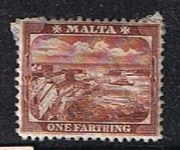 Stamp Malta 1 Farthing Brown Valetta Harbour Scott #28 - $0.98