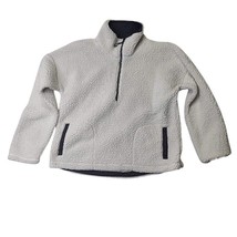 DSG Womens Size L White Sherpa Fleece Half-Zip Pullover Jacket With Pockets  - £15.43 GBP