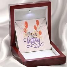 Happy Birthday Balloon Birthday Message Card Inseparable Love Pendant 18k Rose G - £43.47 GBP