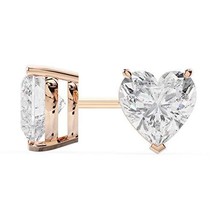 18k Rose Gold Heart Shape Diamond Stud Earrings 1 Carat - £4,028.76 GBP
