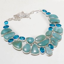 Caribbean Larimar London Blue Topaz Gemstone Ethnic Necklace Jewelry 18" SA 5326 - £15.89 GBP