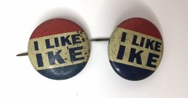 Lot of 2 &quot; I Like Ike &quot; Dwight Eisenhower Button Pin Small Vintage Original - $8.00