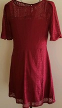 Xhilaration Brand ~ Women&#39;s Size Large ~ Burgundy ~ Lace ~ Lined Dress - £17.52 GBP