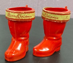 Vintage Rosen Christmas Boot Candy Container Santa Claus Red Hard Plastic 2 Lot - £18.50 GBP