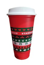 Starbucks Red Xmas Reusable Coffee Plastic 16oz Cup Tumbler Mug with Lid... - $126.29 MXN
