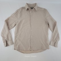 Express Linen Blend Button Up Shirt Mens Sz S Beige Tan Long Sleeve Casual - $24.65