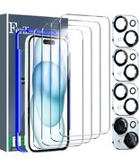 Ferilinso 4 Pack Screen Protector for iPhone 15 with 4 Pack Tempered Gla... - $6.60