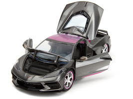 2020 Chevrolet Corvette Stingray Gray Metallic w Pink Carbon Hood Top Pi... - £30.68 GBP