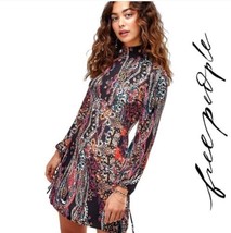 Free People All Dolled Up Paisley Turtleneck Dress, Black - Size Medium,... - £43.28 GBP