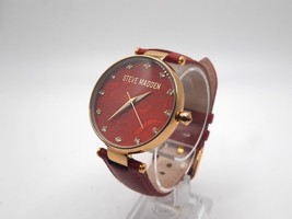 Steve Madden Quartz Watch New Battery Red Band And Dial 35mm - $22.00
