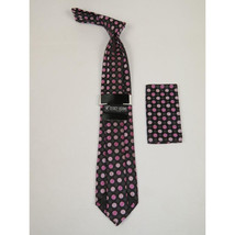Men's Stacy Adams Necktie and Hankie Set Fancy Design Silky Look SAT33 Pink image 2