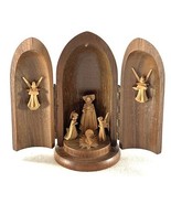 *AS IS* Wood Hand Carved Religious Nativity Germany Bullet Mini Triptych... - $27.37 CAD