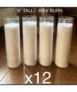 12 Tall Jar Candles White Pillar For Crafts Labels Clear Glass 8in 80hr ... - £39.08 GBP