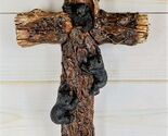 Ebros Rustic Western 3 Playful Climbing Black Bears Wall Cross Decor 14.... - $33.99