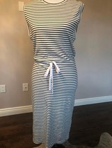  THEORY Black &amp; White 100% Cotton Horizontal Stripe Blouson Dress SZ P NWOT - $78.21