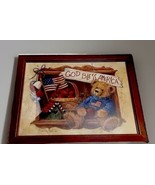 Home Interiors Barbara Mock God Bless America Teddy Bear Framed Print 22... - $19.59