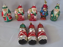 Lot 8 Santa Wisemen Reindeer Toy Soldiers Christmas Blown Glass - £31.60 GBP