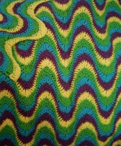 Multi-Colored, Exaggerated Ripple Afghan/Throw Crochet Pattern PDF File - $5.25