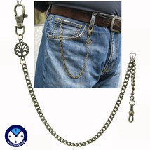 Pocket Watch Chain Bronze Albert Chain with Life Tree Medal Fob Swivel Clasp 173 - £13.36 GBP