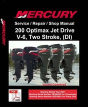 Mercury Jet Drive Repair Service &amp; Shop Manual 200 HP Optimax V-6, Two Stroke, ( - £7.95 GBP
