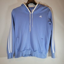 Adidas Womens Hoodie XL Blue Embroidered Three Striped Drawstring - £11.42 GBP