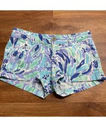 Lilly Pulitzer Lilac Nice Ink Walsh Shorts Cotton Blue Green Womens Size 4 - £30.14 GBP