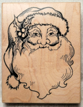 Large PSX Santa Claus Rubber Stamp, Smiling Holly Leaves Berries, K-292 - VTG - £6.37 GBP