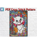 The Aristocats Cross Stitch Pattern, Stained Glass Marie Cat Cross Stitc... - $6.88 CAD