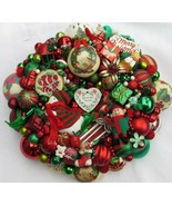 Vintage Christmas ornament wreath 19 Inch Red Green White Germany Glass ... - £129.67 GBP