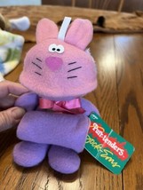 vtg Hallmark 1987 Cat Bunny Rabbit Purr-Tenders Sock-Ems 8" Purple pink Plush ta - $9.89