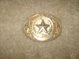 Vintage The State of Texas Belt Buckle Silver Gold Color Lone Star TX - £22.00 GBP