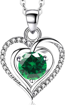 Mother Day Gift for Mom Wife Women, Heart Birthstone Pendant Necklace for Women  - £39.61 GBP